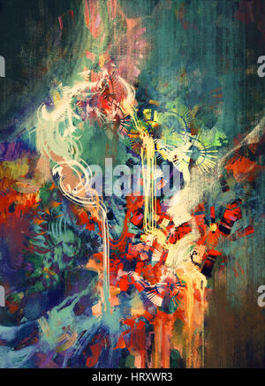 La peinture abstraite,coloration coloré fondu des éléments Banque D'Images