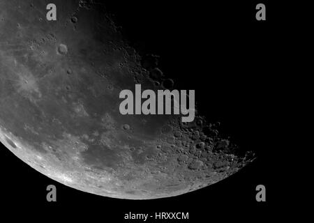 Close-up de la surface de la Lune. Principaux objets et domaines : Mare Nubium, Copernic, Kepler, Encke, Ératosthène, Mare Cognitum, Mare Nubium, Mare Humoru Banque D'Images