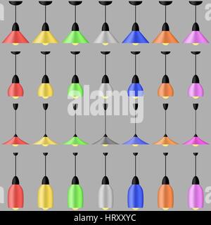 Ensemble de lampes colorées isolé sur fond gris Illustration de Vecteur