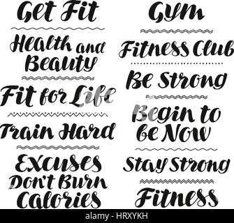 Remise en Forme, salle de sport, sport concept. Texte manuscrit, la motivation. Le lettrage, calligraphie vector illustration Illustration de Vecteur