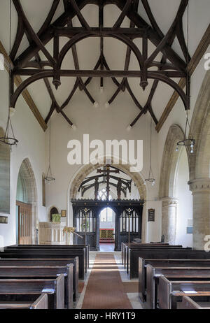 Intérieur de l'église Sainte-Marie, Beverstone, Gloucestershire Banque D'Images