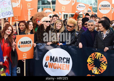 Kate Nash, Mel C, Annie Lennox, Gabrielle, Sadiq Khan à l'événement March4Women dans le cadre de la Journée internationale de la femme. Une marche pour l'égalité Banque D'Images