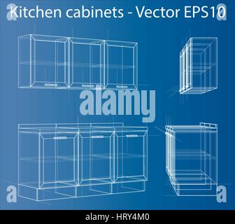 Conception et fabrication de meubles de cuisine Illustration de Vecteur