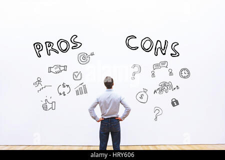 Avantages et inconvénients, avantage inconvénient concept Banque D'Images