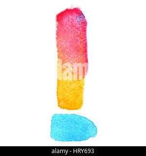 Exclamation - alphabet aquarelle colorée Banque D'Images