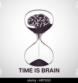 Logo Icône vecteur de maladies du cerveau, le temps, c'est conception de cerveau Illustration de Vecteur