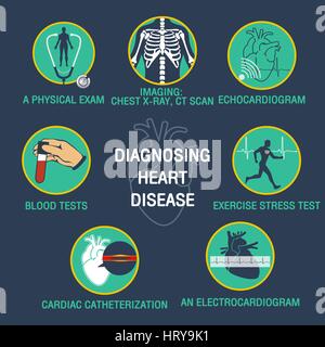 Le diagnostic de maladie cardiaque logo vector icône concevoir l'infographie Illustration de Vecteur