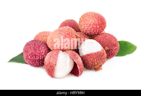 Pile de fruits Litchi Litchi isolted on white Banque D'Images