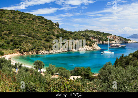 Plage de Sarakiniko, Ithaca, Grèce Banque D'Images