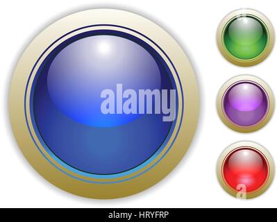 Bleu, Vert, violet et rouge clair brillant Bouton Vector Illustrations. Illustration de Vecteur