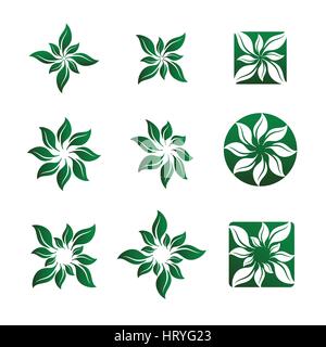 Feuilles et fleurs neuf Verious Illustrations vectorielles. Illustration de Vecteur