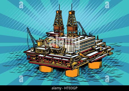 La production de pétrole et de gaz de la plate-forme offshore Illustration de Vecteur