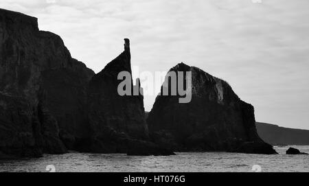 Les piles de la mer, Merope Roches, Trevose Head, Cornwall, UK, octobre 2015. Banque D'Images