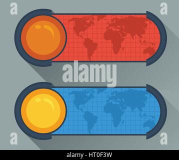 Carte du monde plat flyers vector isolated on gray Illustration de Vecteur