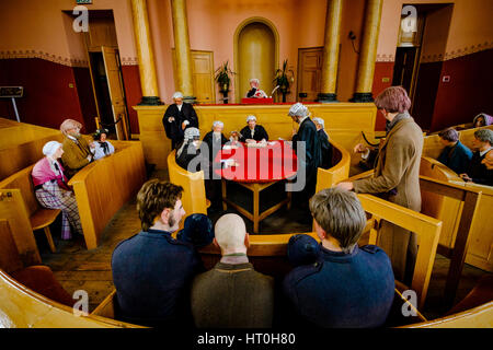 Une scène dans la salle d'audience dans la prison d'Inveraray, Inveraray, Argyll and Bute, Ecosse Banque D'Images