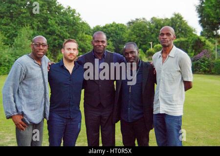 Larry Bartley, Youngs R, Q, B Collins Hodge et T Kofi, Watermill Jazz Club, Dorking, Surrey, 2015. Artiste : Brian O'Connor. Banque D'Images