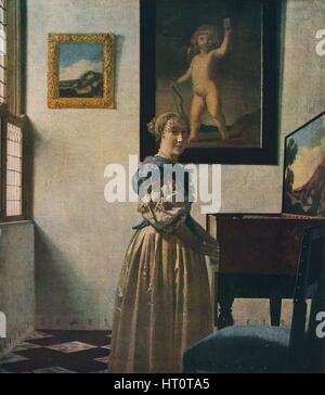 'Une jeune femme debout à l'épinette', à propos de 1670-1672. Artiste : Jan Vermeer. Banque D'Images