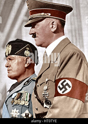 Adolph Hitler (1889 - 1945) et Benito Mussolini (1883-1945). Artiste : Inconnu. Banque D'Images