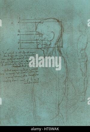Dessin illustrant la théorie des proportions de la figure humaine, c1472-c1519 (1883). Artiste : Leonardo da Vinci. Banque D'Images