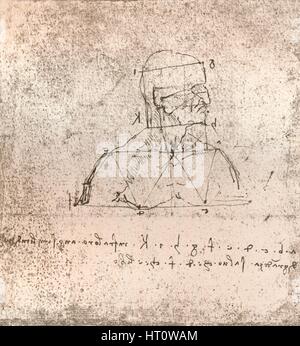 Dessin illustrant la théorie des proportions de la figure humaine, c1472-c1519 (1883). Artiste : Leonardo da Vinci. Banque D'Images