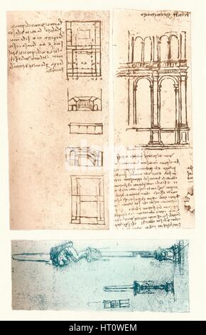 Trois dessins architecturaux, c1472-c1519 (1883). Artiste : Leonardo da Vinci. Banque D'Images