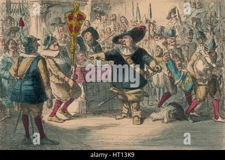 Enlever ce hochet : Cromwell dissolvant le long Parlement, 1850. Artiste : John Leech Banque D'Images