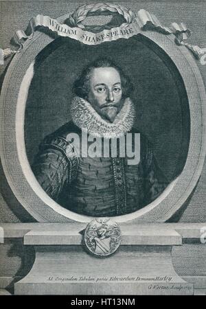 William Shakespeare (1564-1616), poète et dramaturge anglais, 1721, (1913). Artiste : George Vertue Banque D'Images