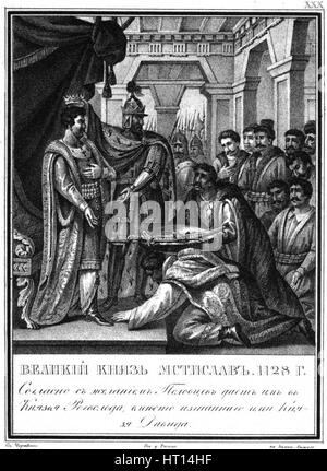 Mstislav I nommé Rogvolod à Prince de Polotsk. (1128), de l'Illustre Karamzin 1836. Artiste : Artemyevich Chorikov, Boris (1802-1866) Banque D'Images