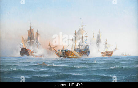 Le HMS Wachtmeister en lutte contre l'escadre russe sur Juin 4, 1719, 1902. Artiste : Richarde, Otto Ludvig (1862-1929) Banque D'Images
