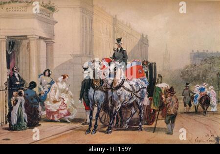 'Chers entrant dans leur transport dans Belgrave Square', 19e siècle. Artiste : Eugène Louis Lami. Banque D'Images