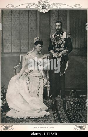 Le roi George V et la reine Mary le jour de leur mariage, 1893 (1911). Artiste : Lafayette. Banque D'Images