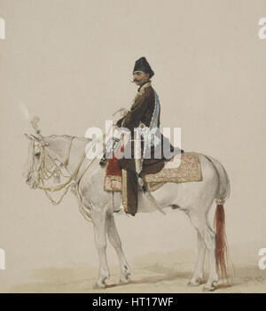 Portrait équestre de Naser al-Din Shah Qajar (1831-1896), 1873. Artiste : Mihály Zichy, (1827-1906) Banque D'Images