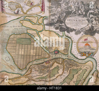 Plan de Saint-Pétersbourg Saint-Pétersbourg (master plan), ca. 1718-1719. Artiste : Johann Baptist Homann, (1663-1724) Banque D'Images