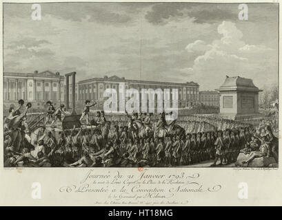 L'exécution de Louis XVI à la place de la révolution, le 21 janvier 1793, 1794. Artiste : Helman, Isidore Stanislas (1743-1806/9) Banque D'Images