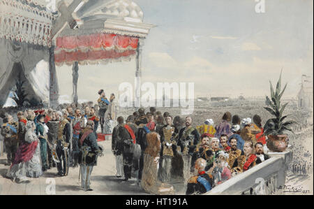 Festivités publiques après le couronnement de l'empereur Alexandre III sur champ Khodynka, 1883. Artiste : Makovsky, Vladimir Yegorovich (1846-1920) Banque D'Images