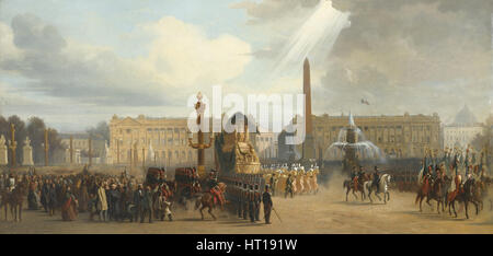 Les funérailles de Napoléon transport traverse la Place de la Concorde, le 15 décembre 1840, 1844. Artiste : Guiaud, Jacques (1810-1876) Banque D'Images