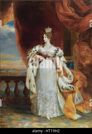 Portrait de l'impératrice Alexandra Fiodorovna (Charlotte de Prusse), l'Empereur Nicolas I. épouse (1798-18 Artiste : Dawe, George (1781-1829) Banque D'Images