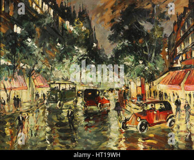 Rainy Night in Paris, 1930. Artiste : Korovine, Konstantin Alexeyevitch (1861-1939) Banque D'Images