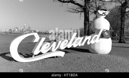Cleveland, Ohio, USA skyline de parc urbain Banque D'Images