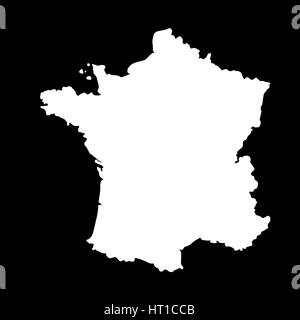 Carte de France blanc sur fond noir Illustration de Vecteur