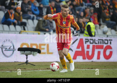 KIELCE, Pologne - 18 février 2017 : Premier Ministre polonais de Football Korona Kielce - Wisla Plock o/p Bartosz Rymaniak Banque D'Images