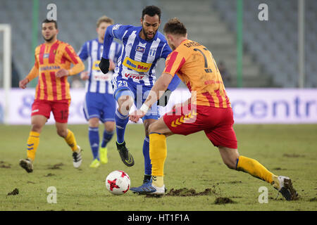 KIELCE, Pologne - 18 février 2017 : Premier Ministre polonais de Football Korona Kielce - Wisla Plock o/p Jose Kante Banque D'Images