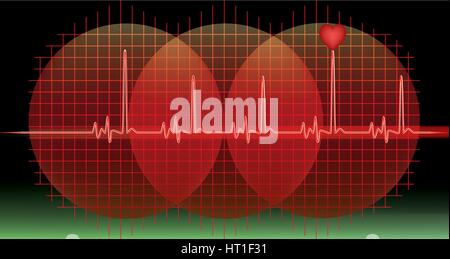 Moniteur avec battements de coeur Illustration de Vecteur