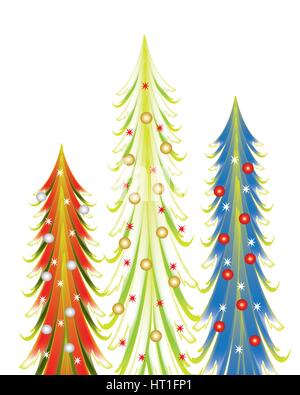 Colorful abstract les arbres de Noël avec une étoile Illustration de Vecteur