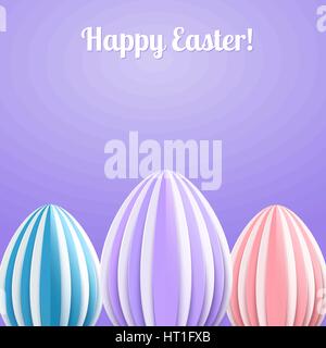 Vector Joyeuses Pâques Carte de Vœux Papier couleur des oeufs de Pâques sur fond violet Illustration de Vecteur