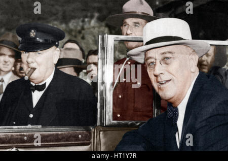 Franklin D Roosevelt et Winston Churchill réunion au Québec, Canada, 1944. Artiste : Inconnu Banque D'Images