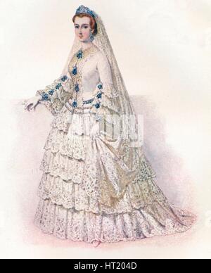 L'Impératrice Eugénie dans sa robe de mariée, 1853, (1902). Artiste : Edmund Thomas Parris Banque D'Images