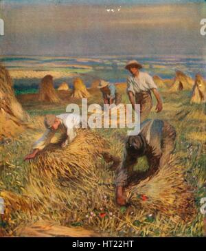 "Lier les gerbes", 1902, (1923). Artiste : George Clausen. Banque D'Images