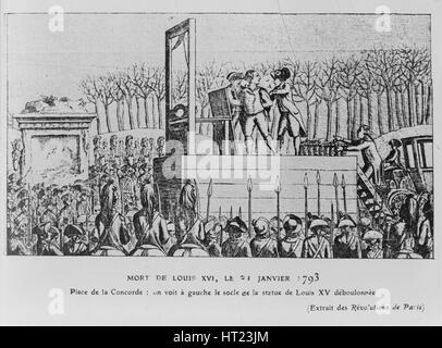 L'exécution de Louis XVI à la place de la révolution, le 21 janvier 1793, ch. 1793. Artiste : Anonyme Banque D'Images