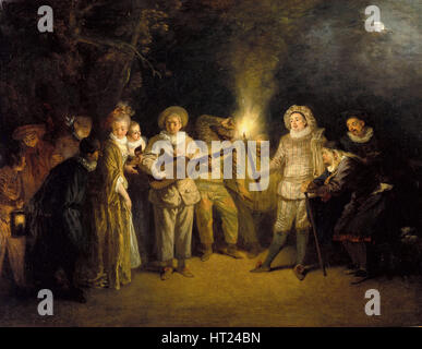 La comédie italienne, après 1716. Artiste : Jean Antoine Watteau, (1684-1721) Banque D'Images